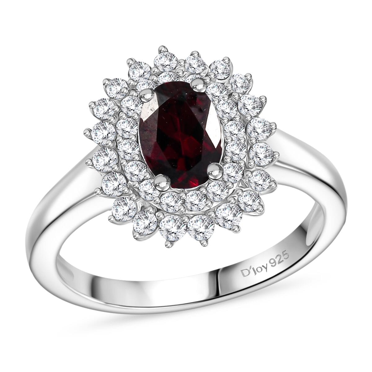 D'Joy Premium Anthill Garnet and Moissanite 1.40 ctw Sunburst Ring in Rhodium Over Sterling Silver (Size 10.0) image number 0