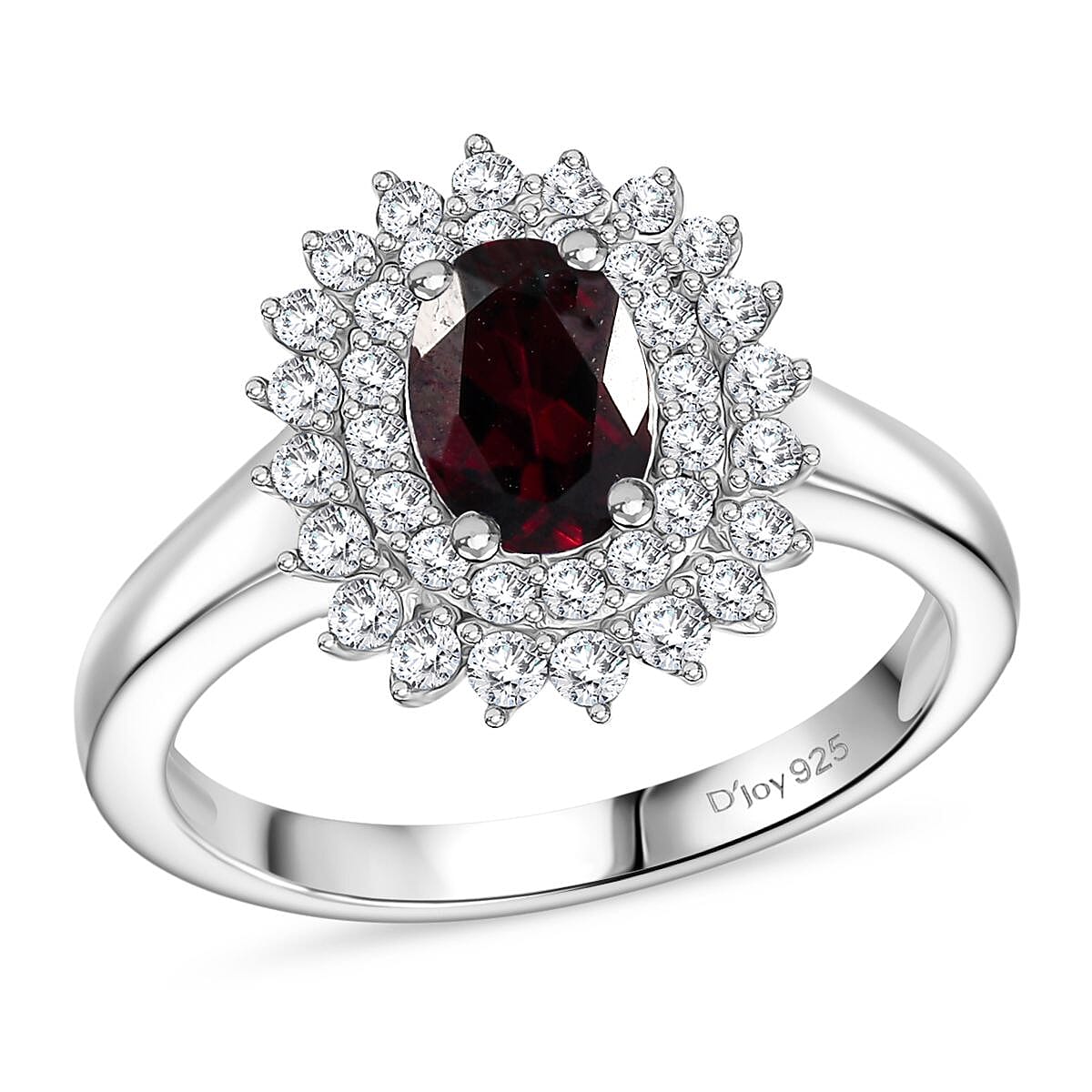 Premium Anthill Garnet and Moissanite 1.40 ctw Ring in Rhodium Over Sterling Silver