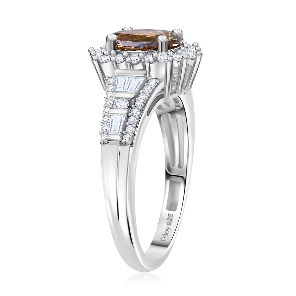 D'Joy Premium Natural Golden Tanzanite and Moissanite  2.60 ctw Ring in Rhodium Over Sterling Silver (Size 10.0) image number 3