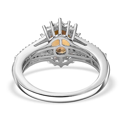 D'Joy Premium Golden Tanzanite and Moissanite 2.60 ctw Ember Glow Ring in Rhodium Over Sterling Silver (Size 10.0)