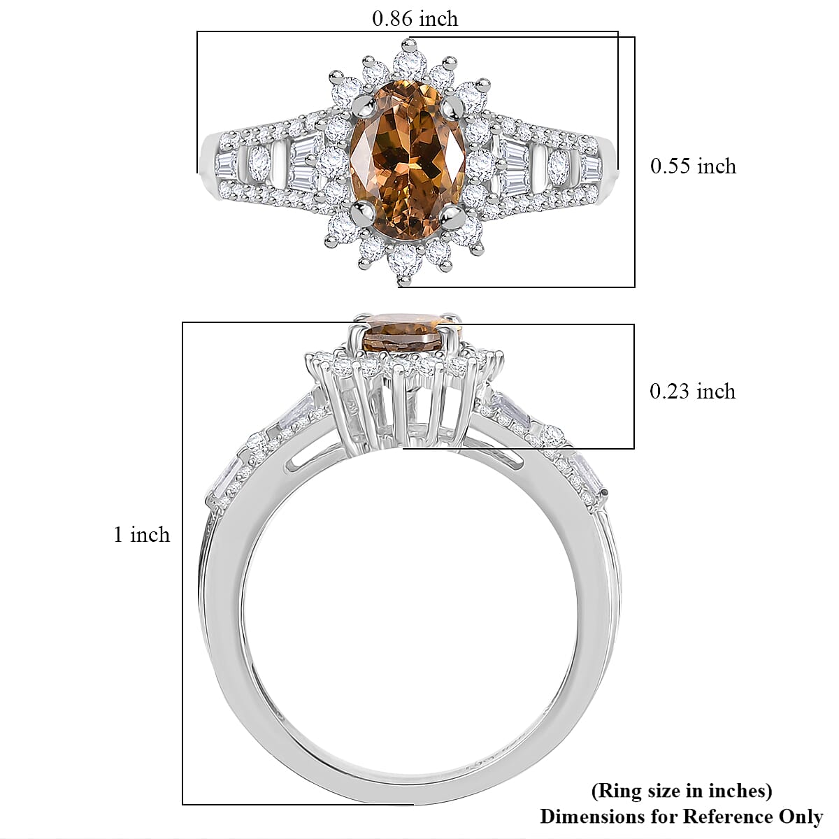 D'Joy Premium Golden Tanzanite and Moissanite 2.60 ctw Ember Glow Ring in Rhodium Over Sterling Silver (Size 6.0) image number 5