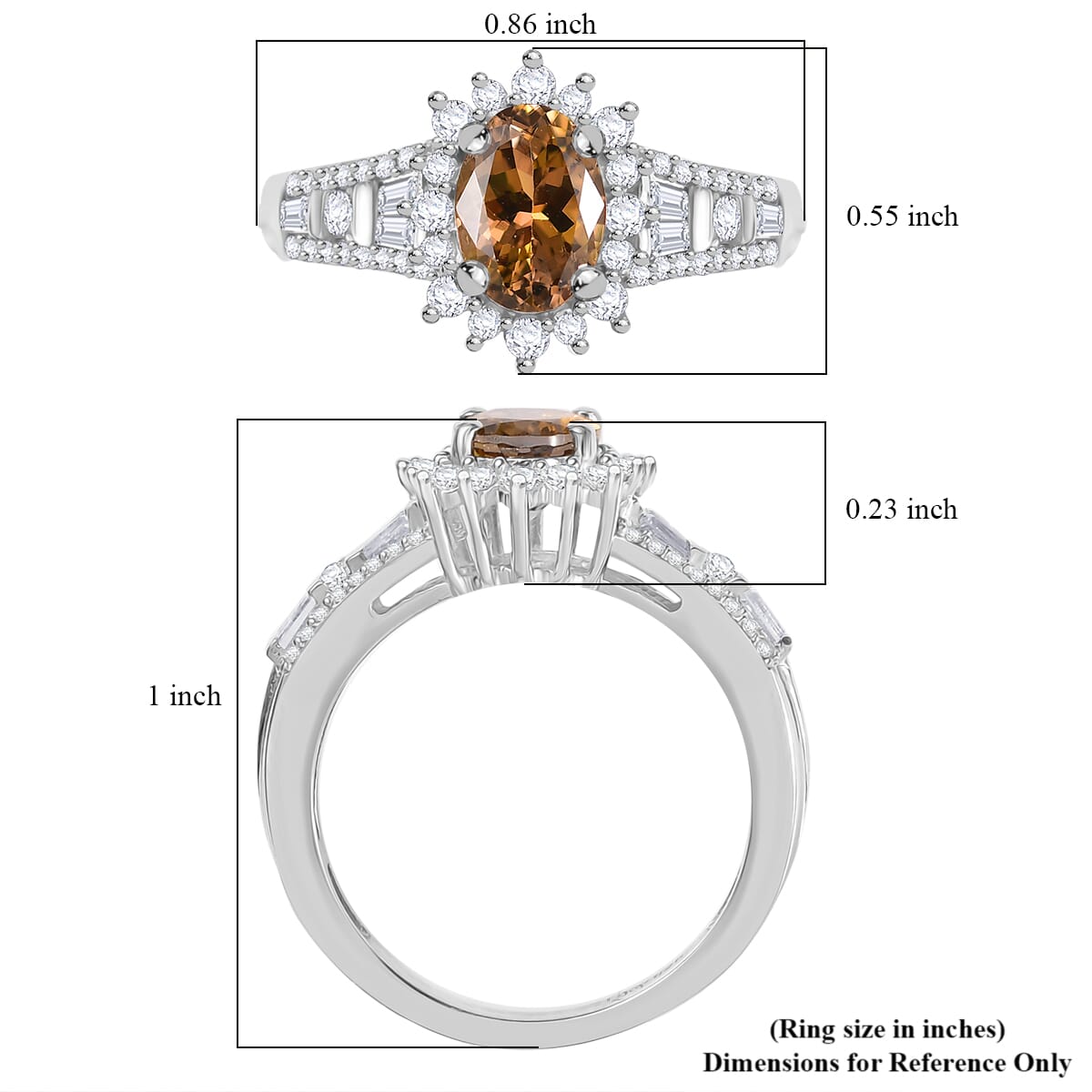 D'Joy Premium Golden Tanzanite and Moissanite 2.60 ctw Ember Glow Ring in Rhodium Over Sterling Silver (Size 7.0) image number 5