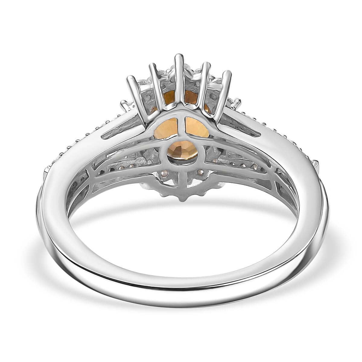 D'Joy Premium Golden Tanzanite and Moissanite 2.60 ctw Ember Glow Ring in Rhodium Over Sterling Silver (Size 8.0) image number 4