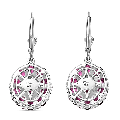 D'Joy Orissa Rhodolite Garnet 7.20 ctw Dahlia Flower Earrings in Rhodium Over Sterling Silver