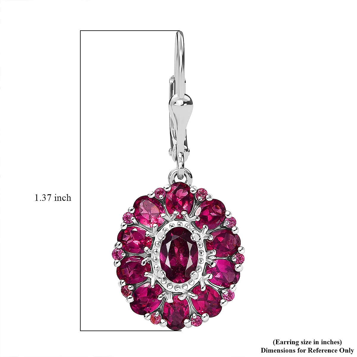 D'Joy Orissa Rhodolite Garnet 7.20 ctw Dahlia Flower Earrings in Rhodium Over Sterling Silver