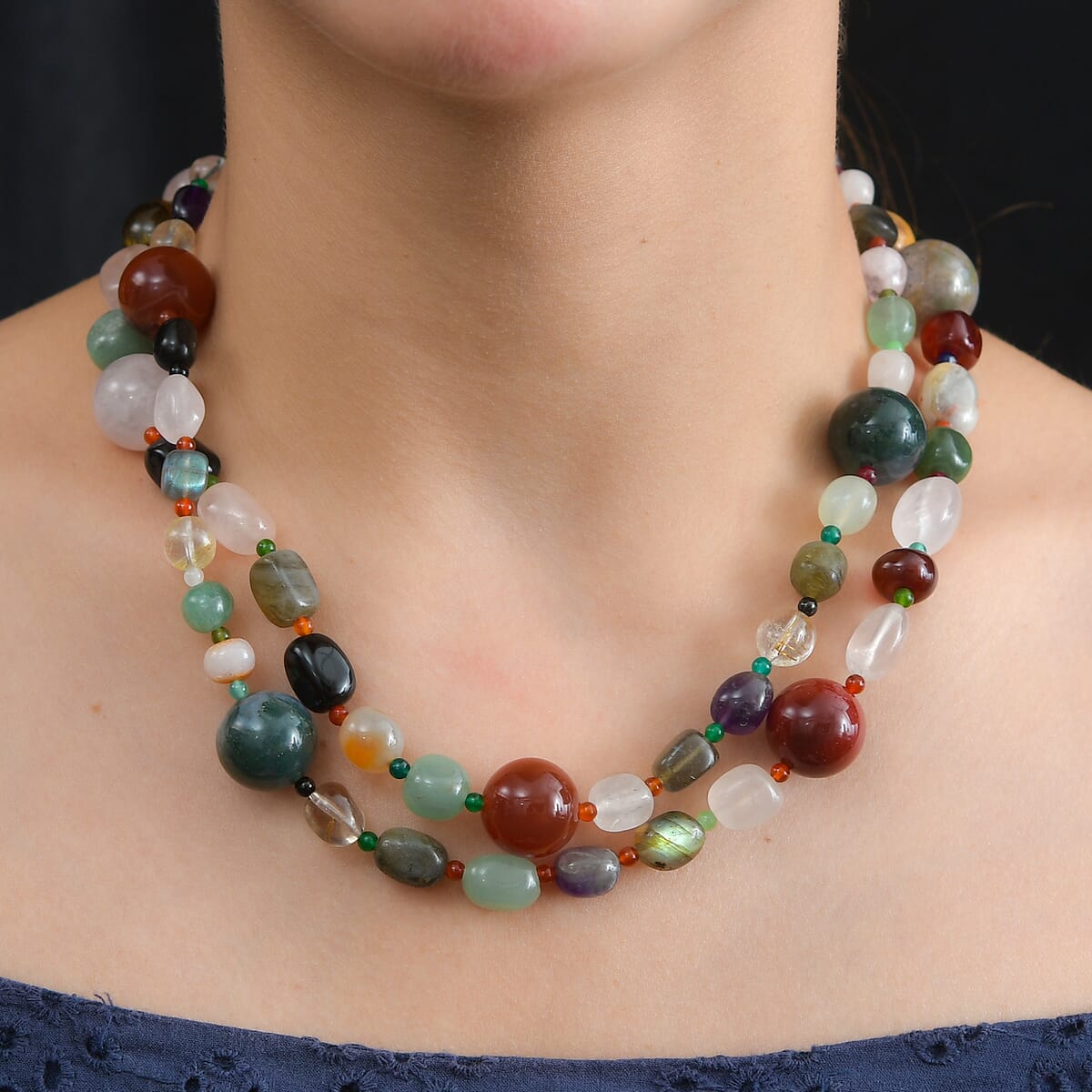 Multi Gemstone 630.00 ctw Necklace in 18K YG Plated 36 Inches image number 2