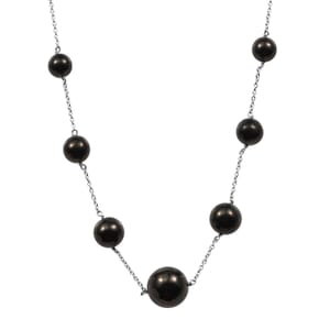 Elite Shungite 35.00 ctw Necklace in Rhodium Over Sterling Silver 20 Inches