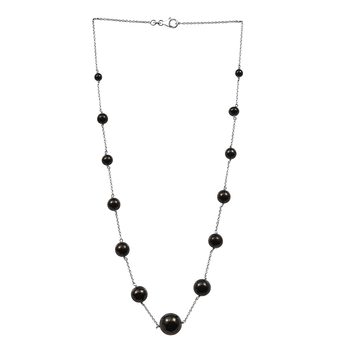 Elite Shungite 35.00 ctw Necklace in Rhodium Over Sterling Silver 20 Inches image number 3