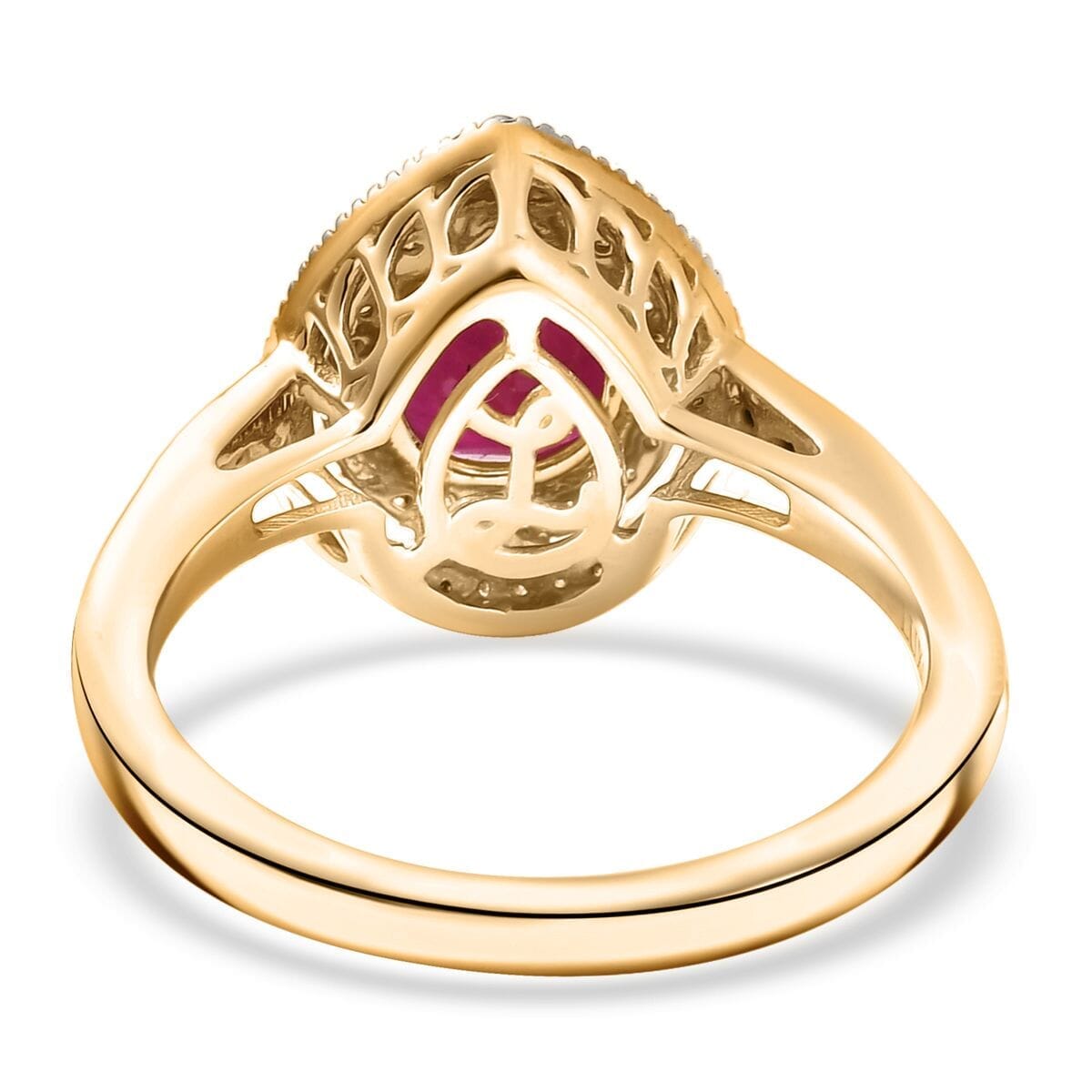 Luxoro 10K Yellow Gold AAA Royal Ruby, Natural Champagne and White Diamond (I2) (0.34 cts) Ring (Size 8.5) 2.50 ctw image number 4