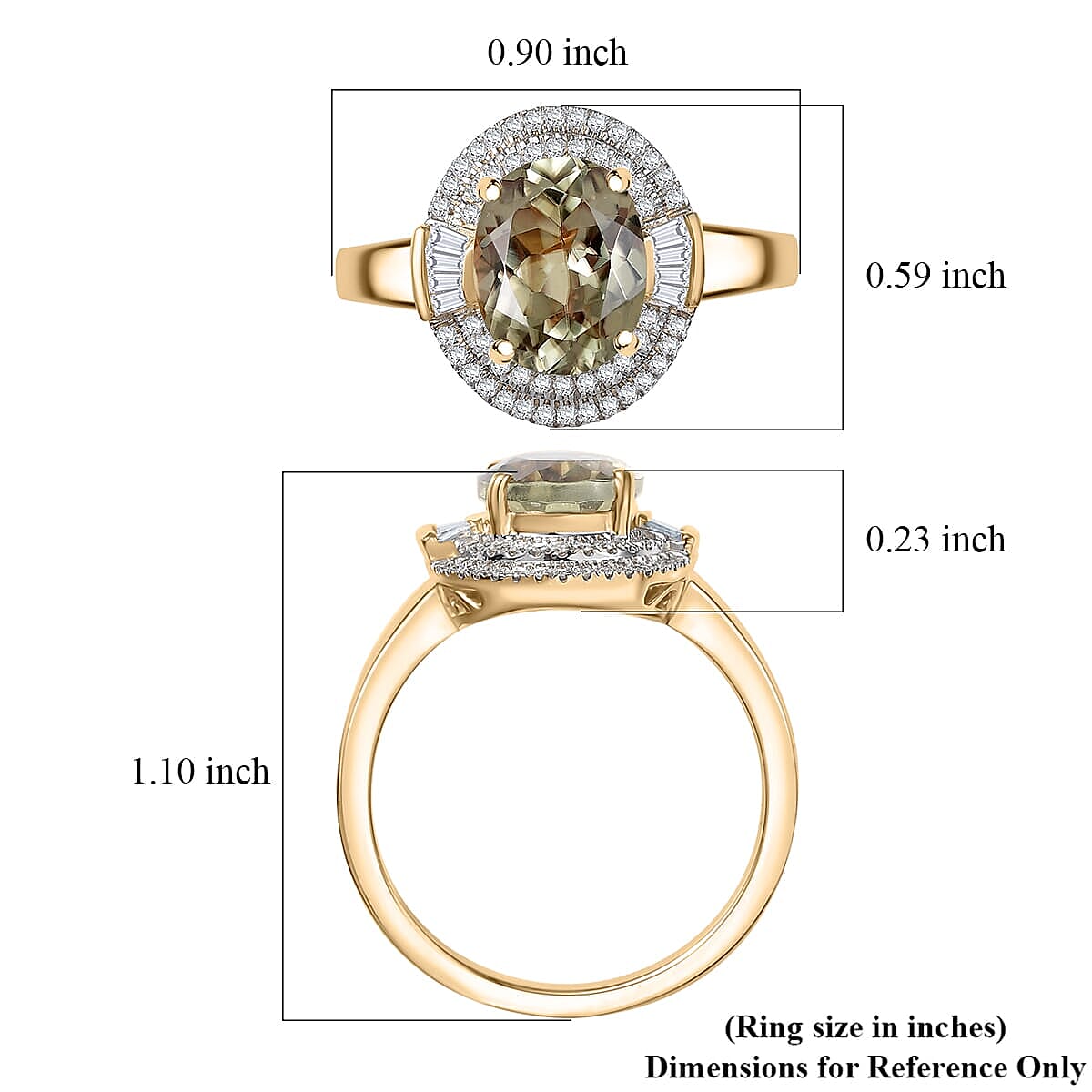 Luxoro 10K Yellow Gold AAA Turkizite, Diamond (G-H, I2) (0.37 cts) Sunlit Majesty Ring (Size 5.5) 3.55 ctw image number 5