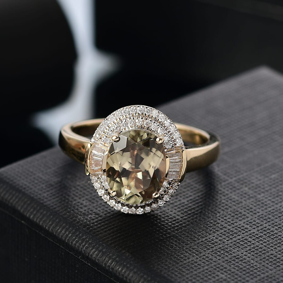 Luxoro AAA Turkizite and G-H I2 Diamond 3.55 ctw Sunlit Majesty Ring in 10K Yellow Gold (Size 6.0)  image number 1