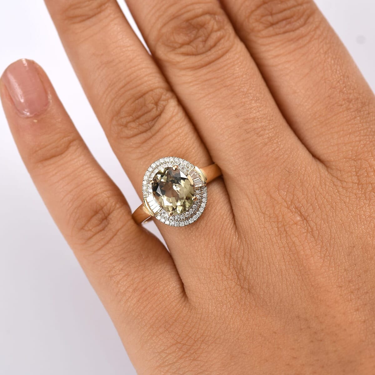 Luxoro AAA Turkizite and G-H I2 Diamond 3.55 ctw Sunlit Majesty Ring in 10K Yellow Gold (Size 6.0)  image number 2