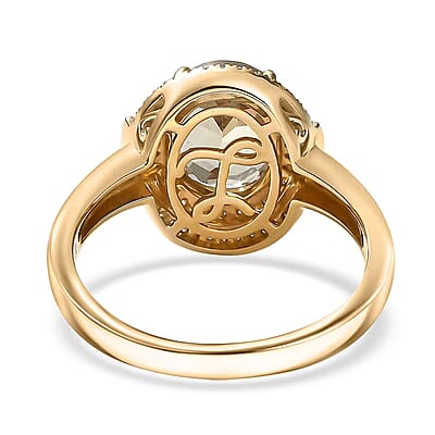 Luxoro AAA Turkizite and G-H I2 Diamond 3.55 ctw Sunlit Majesty Ring in 10K Yellow Gold (Size 7.0)