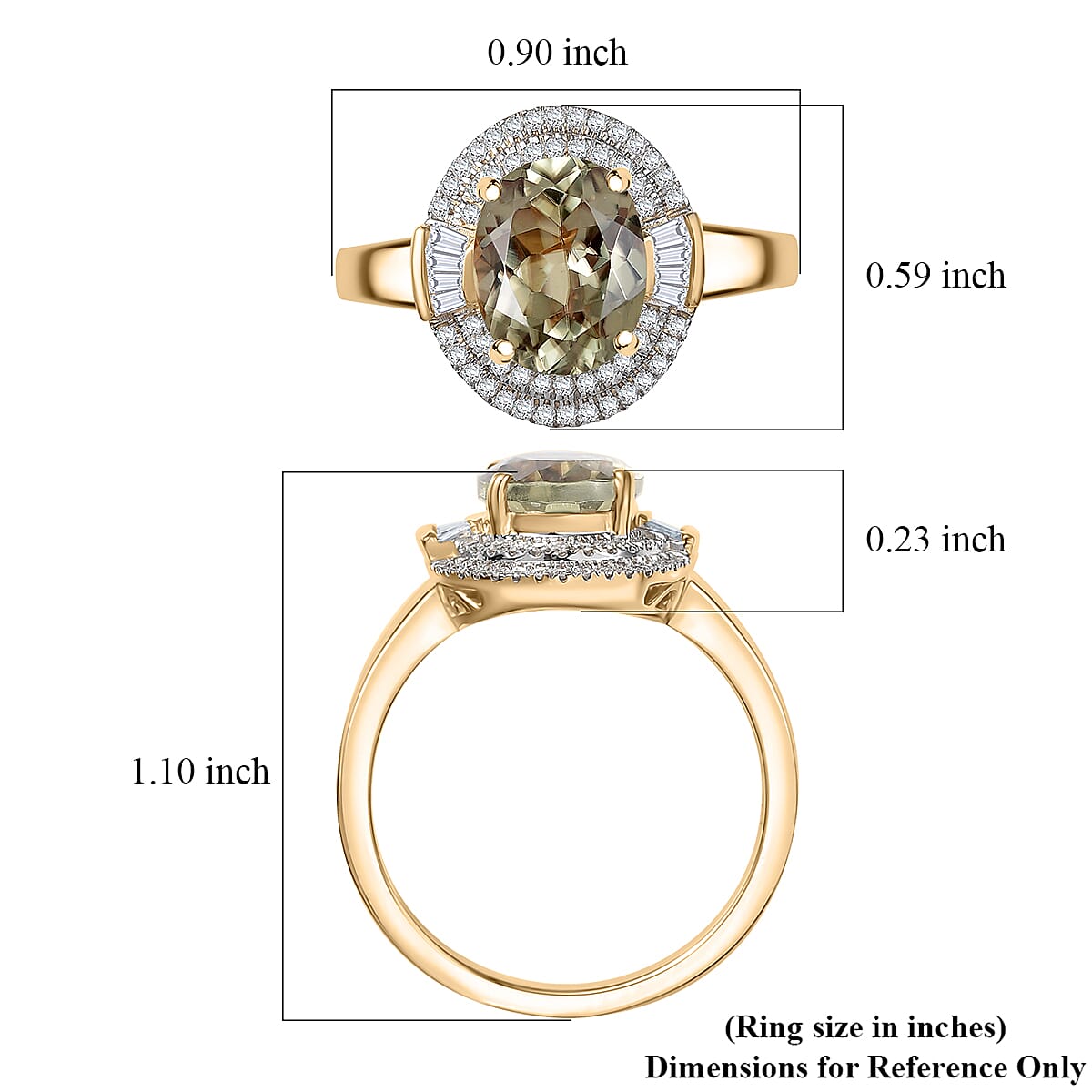 Luxoro AAA Turkizite and G-H I2 Diamond 3.55 ctw Sunlit Majesty Ring in 10K Yellow Gold (Size 8.0)  image number 5