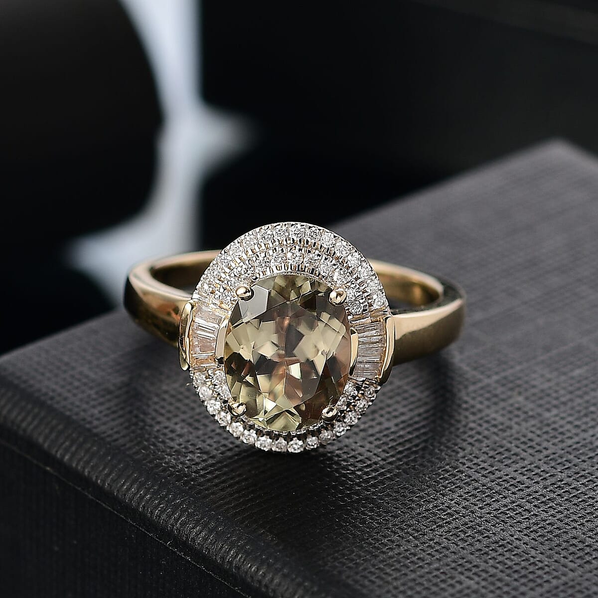 Luxoro AAA Turkizite and G-H I2 Diamond 3.55 ctw Sunlit Majesty Ring in 10K Yellow Gold (Size 9.0)  image number 1
