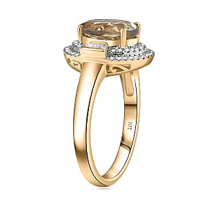 Luxoro AAA Turkizite and G-H I2 Diamond 3.55 ctw Sunlit Majesty Ring in 10K Yellow Gold (Size 9.0) 