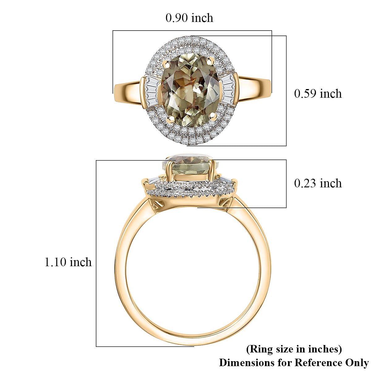 Luxoro AAA Turkizite and G-H I2 Diamond 3.55 ctw Sunlit Majesty Ring in 10K Yellow Gold (Size 9.0)  image number 5
