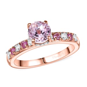 D'Joy Premium Martha Rocha Kunzite and Multi Gemstone 1.60 ctw Rose Twilight Ring in 18K Vermeil Rose Gold Over Sterling Silver (Size 10.0)