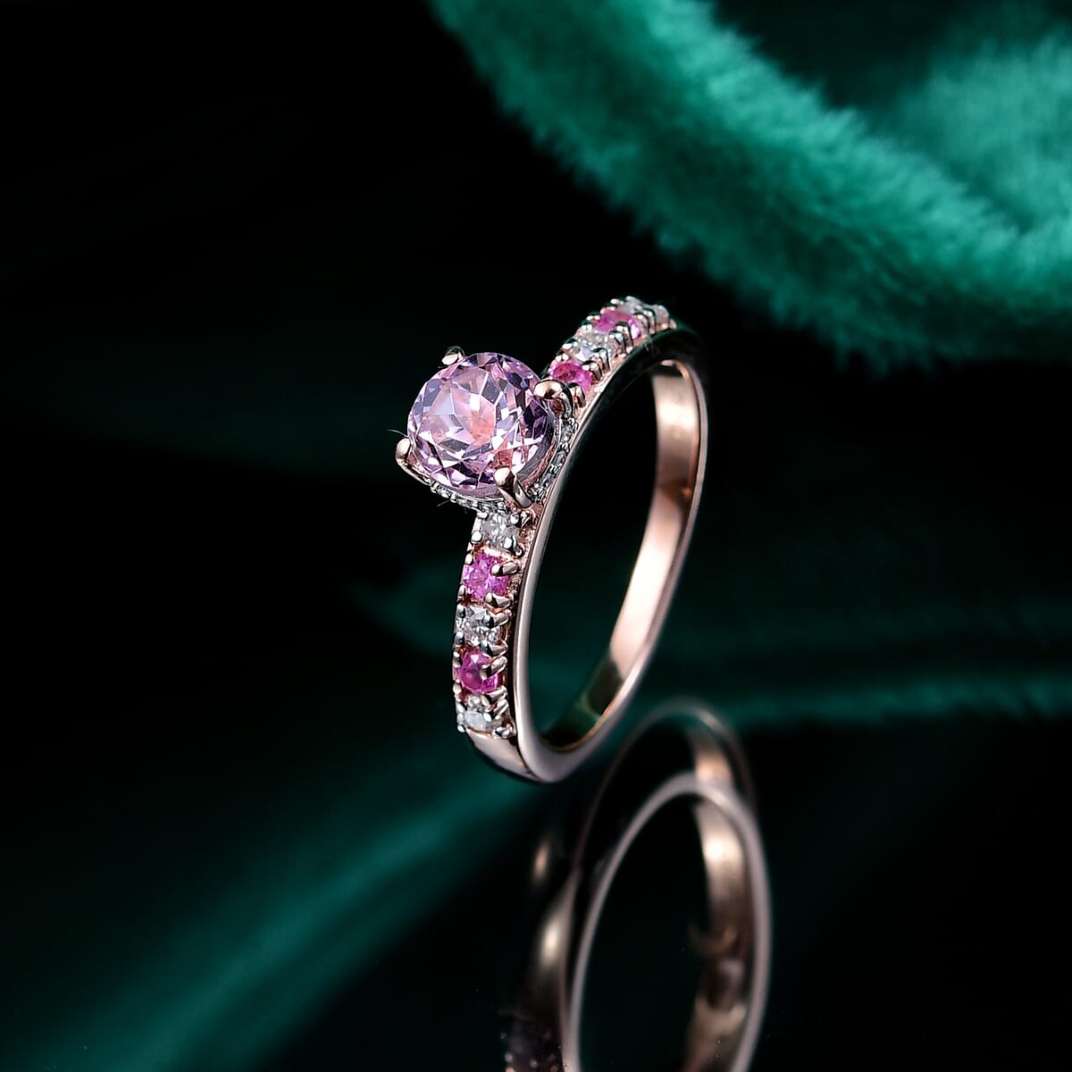 D'Joy Premium Martha Rocha Kunzite and Multi Gemstone 1.60 ctw Rose Twilight Ring in 18K Vermeil Rose Gold Over Sterling Silver (Size 7.0) image number 1