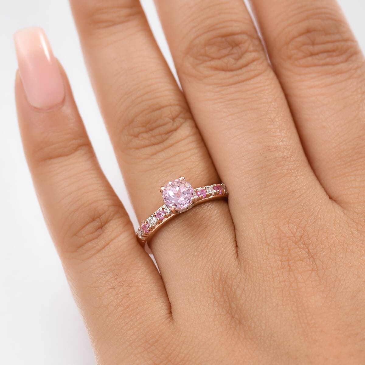 D'Joy Premium Martha Rocha Kunzite and Multi Gemstone 1.60 ctw Rose Twilight Ring in 18K Vermeil Rose Gold Over Sterling Silver (Size 7.0) image number 2