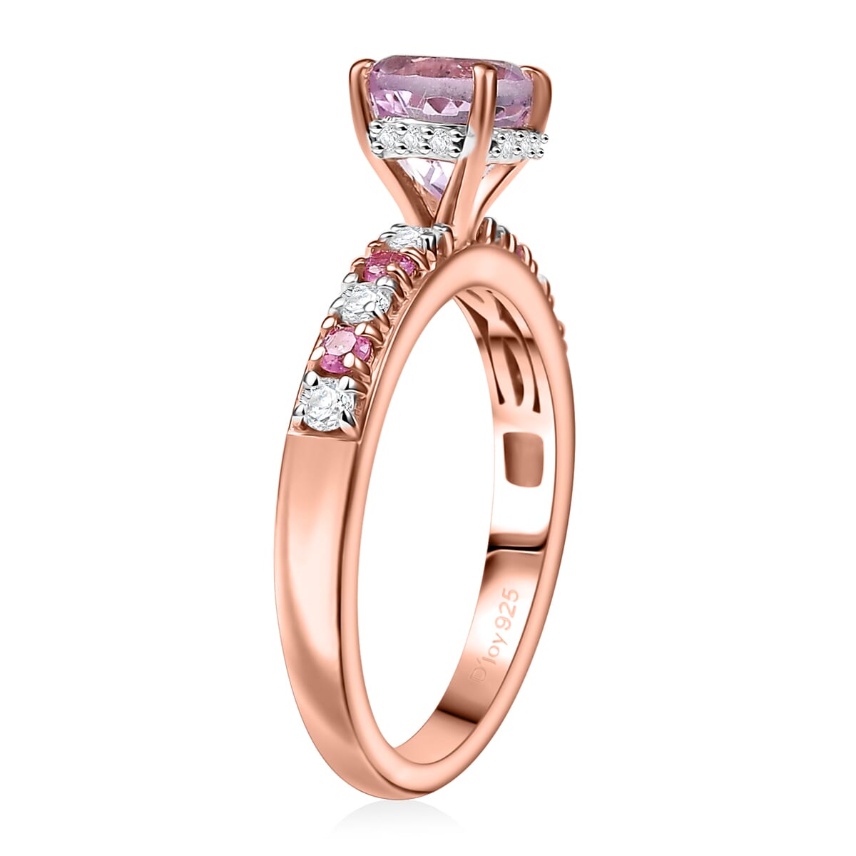 D'Joy Premium Martha Rocha Kunzite and Multi Gemstone 1.60 ctw Rose Twilight Ring in 18K Vermeil Rose Gold Over Sterling Silver (Size 7.0) image number 3