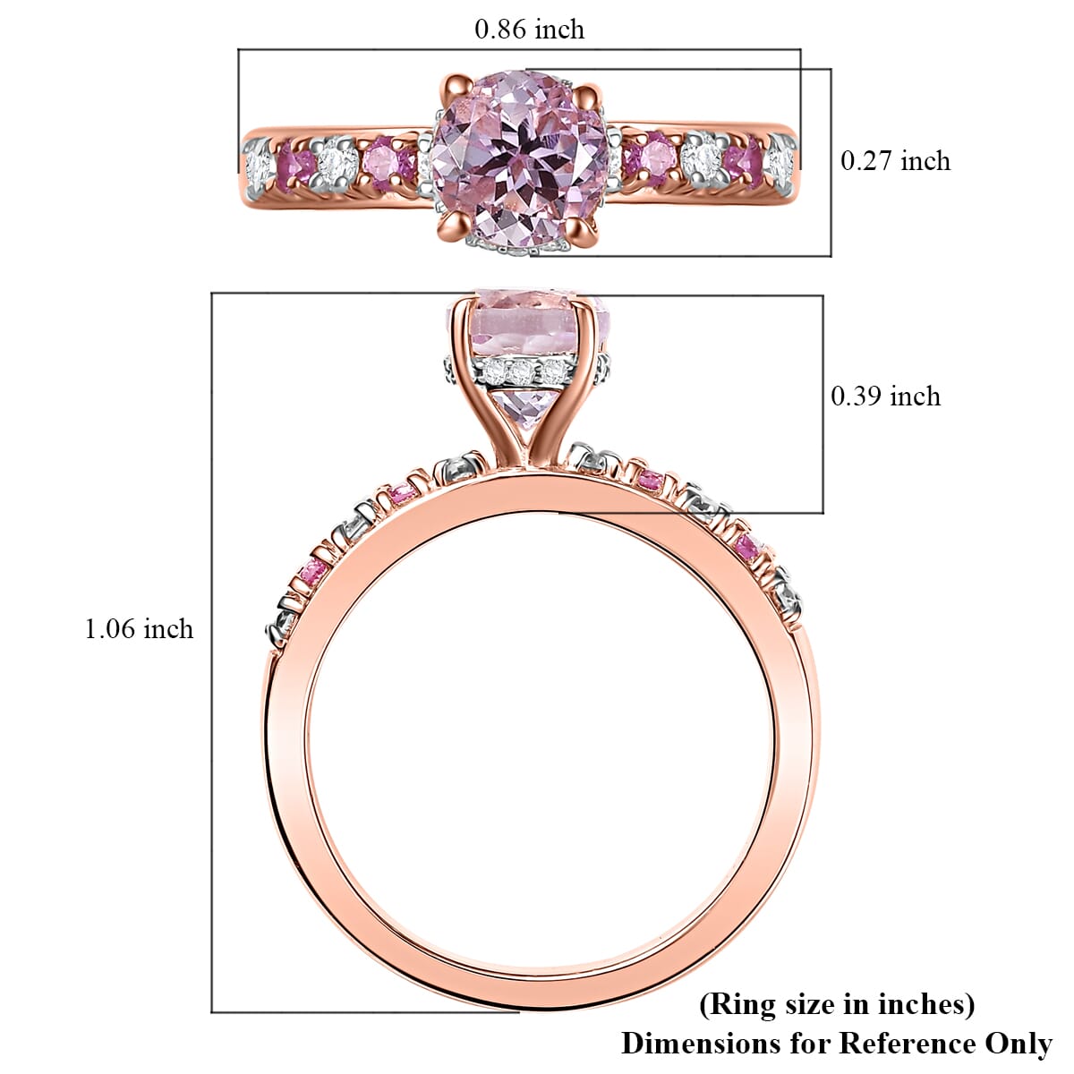 D'Joy Premium Martha Rocha Kunzite and Multi Gemstone 1.60 ctw Rose Twilight Ring in 18K Vermeil Rose Gold Over Sterling Silver (Size 7.0) image number 5
