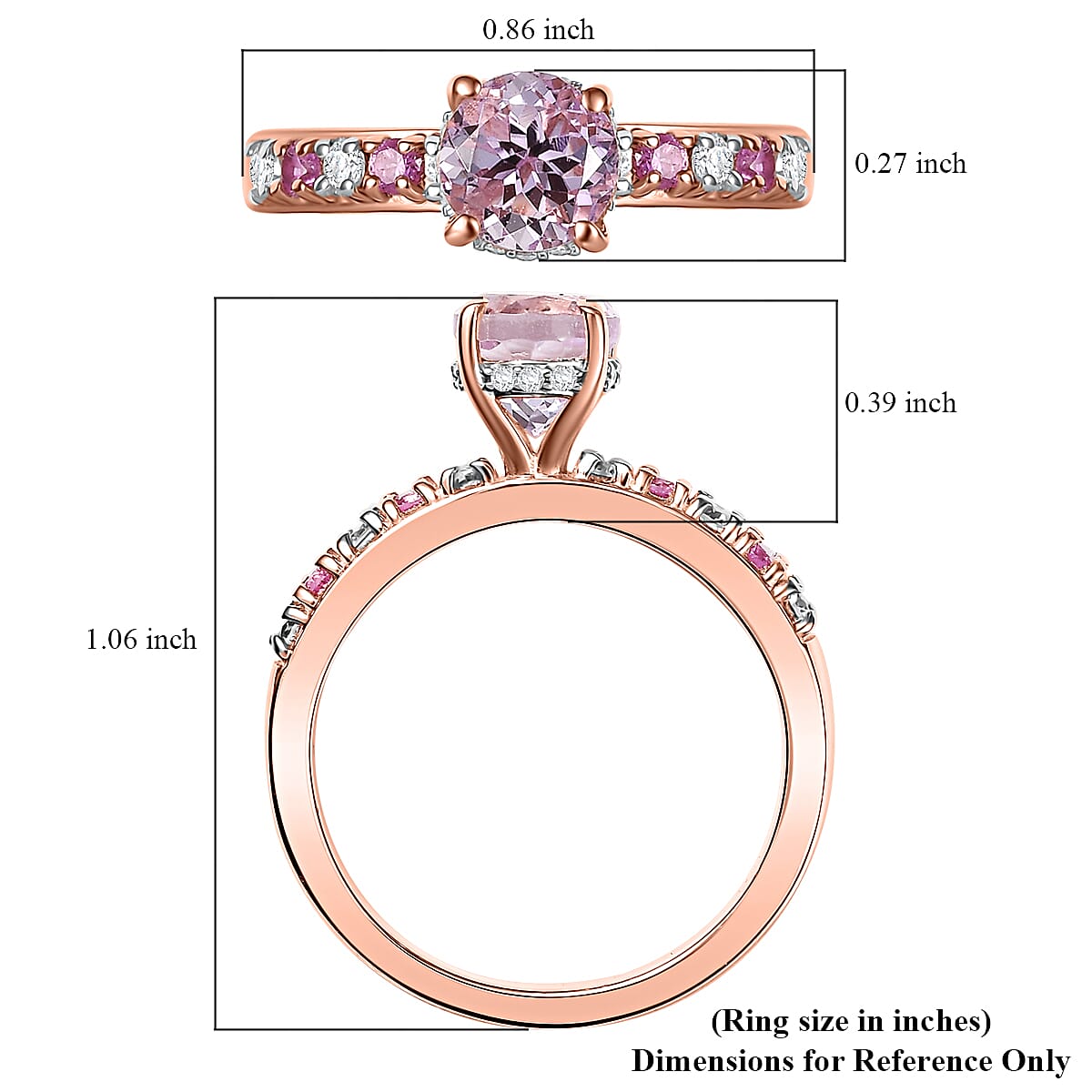 D'Joy Premium Martha Rocha Kunzite and Multi Gemstone 1.60 ctw Rose Twilight Ring in 18K Vermeil Rose Gold Over Sterling Silver (Size 9.0) image number 5