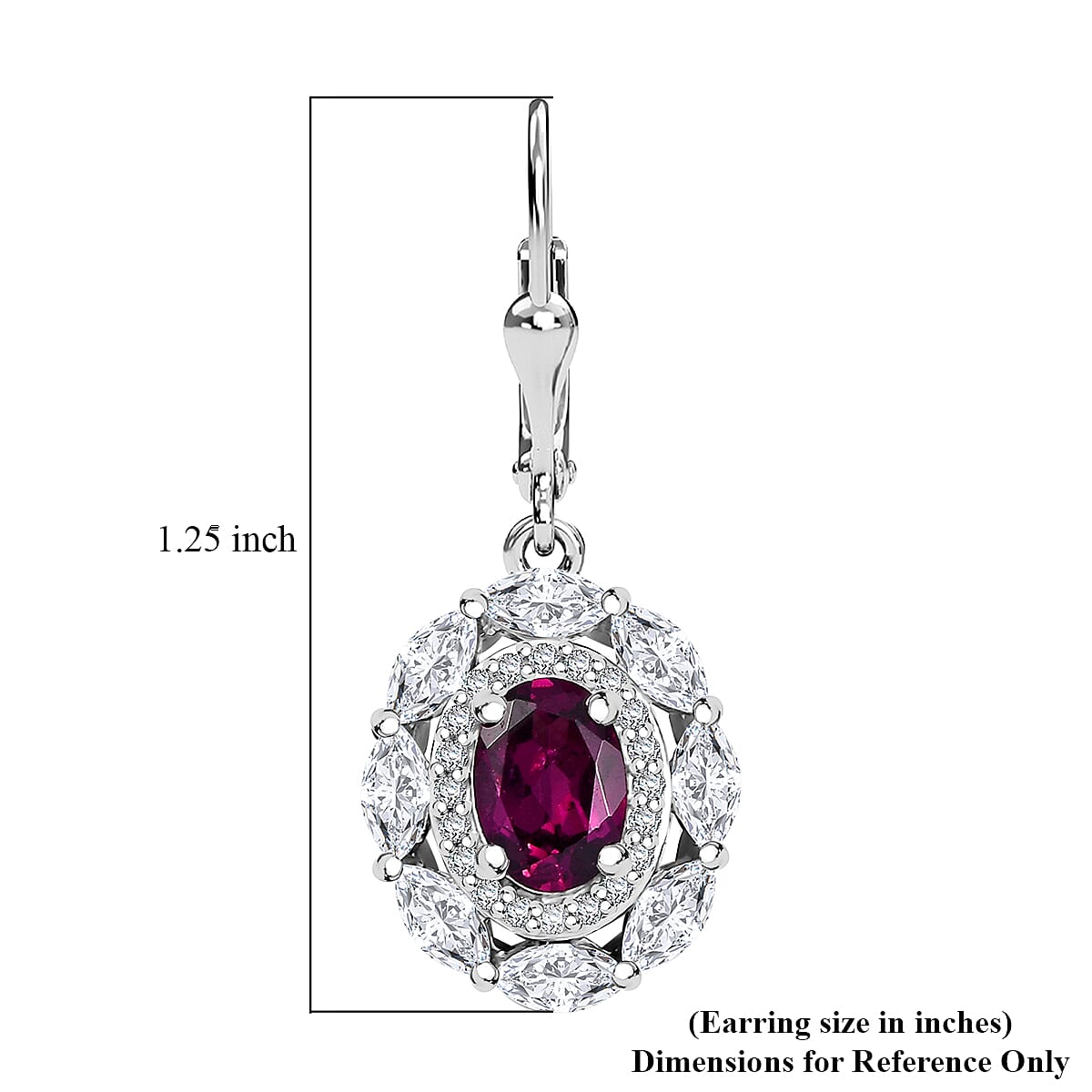 D'Joy Orissa Rhodolite Garnet and White Zircon 4.00 ctw Floral Earrings in Rhodium Over Sterling Silver