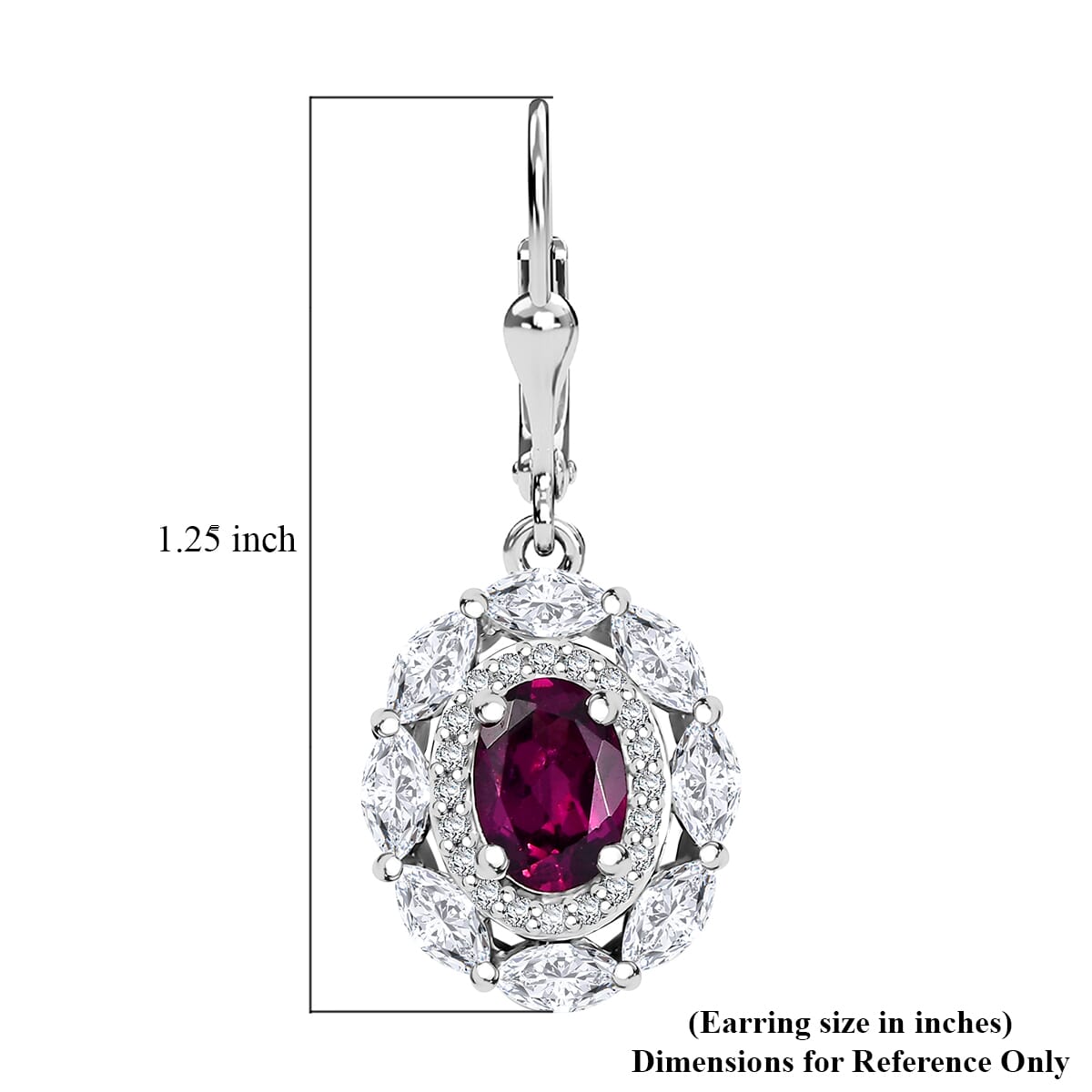 D'Joy Orissa Rhodolite Garnet and White Zircon 4.00 ctw Floral Earrings in Rhodium Over Sterling Silver image number 6