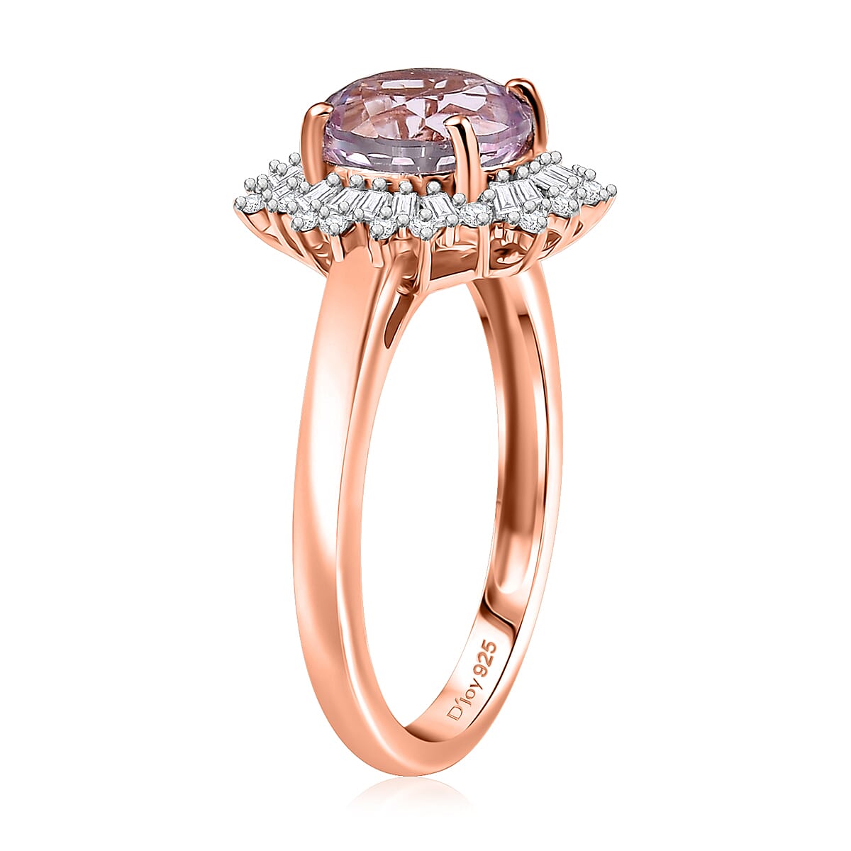 D'Joy Premium Martha Rocha Kunzite and Diamond 2.85 ctw Twilight Bloom Ring in 18K Vermeil Rose Gold Over Sterling Silver (Size 10.0)