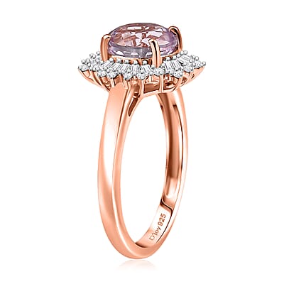 D'Joy Premium Martha Rocha Kunzite and Diamond 2.85 ctw Twilight Bloom Ring in 18K Vermeil Rose Gold Over Sterling Silver (Size 10.0)