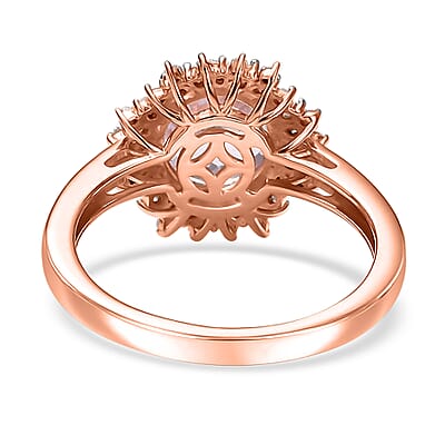 D'Joy Premium Martha Rocha Kunzite and Diamond 2.85 ctw Twilight Bloom Ring in 18K Vermeil Rose Gold Over Sterling Silver (Size 10.0)
