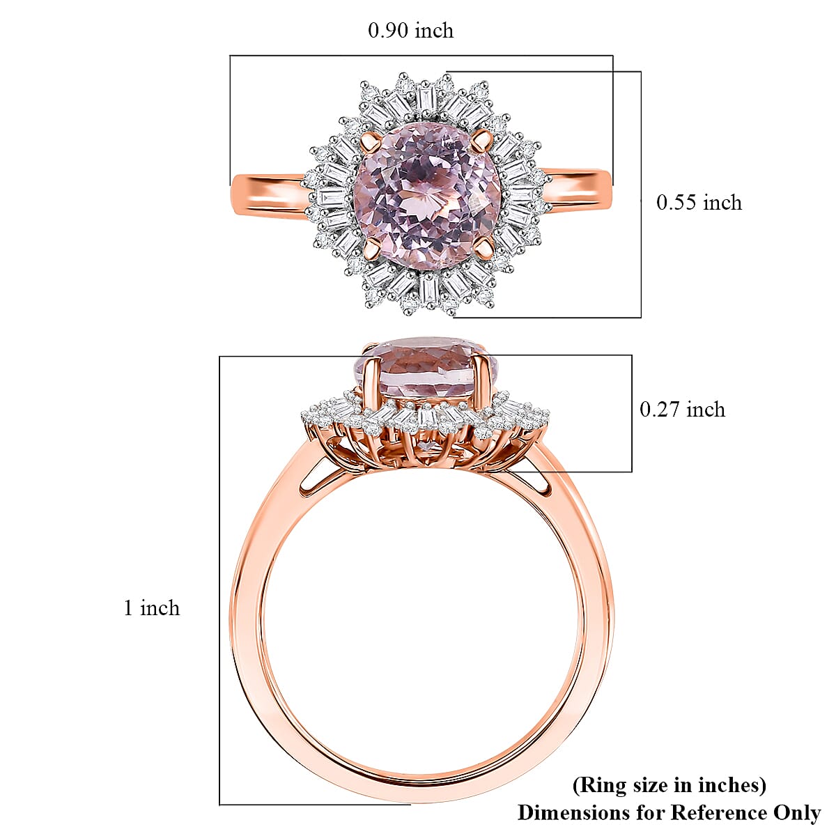 D'Joy Premium Martha Rocha Kunzite and Diamond 2.85 ctw Twilight Bloom Ring in 18K Vermeil Rose Gold Over Sterling Silver (Size 10.0)