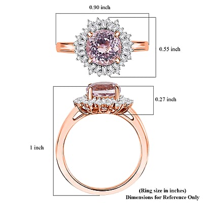 D'Joy Premium Martha Rocha Kunzite and Diamond 2.85 ctw Twilight Bloom Ring in 18K Vermeil Rose Gold Over Sterling Silver (Size 10.0)