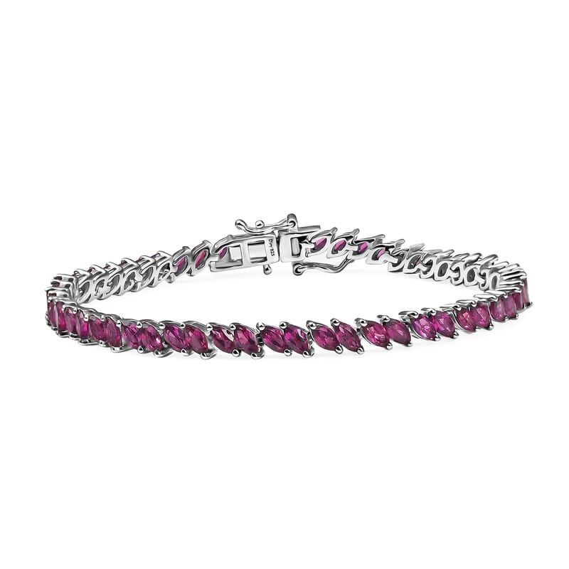 D'Joy Orissa Rhodolite Garnet 10.25 ctw Vine Bracelet in Rhodium Over Sterling Silver (7.25 In)