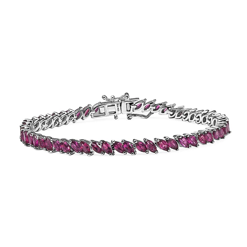 D'Joy Orissa Rhodolite Garnet 10.25 ctw Vine Bracelet in Rhodium Over Sterling Silver (7.25 In)
