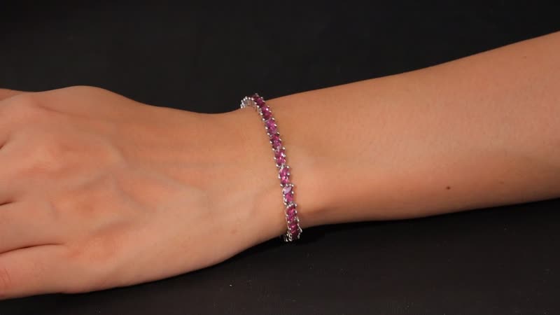 Orissa Rhodolite Garnet Bracelet in Rhodium Over Sterling Silver (7.25 In) 10.25 ctw