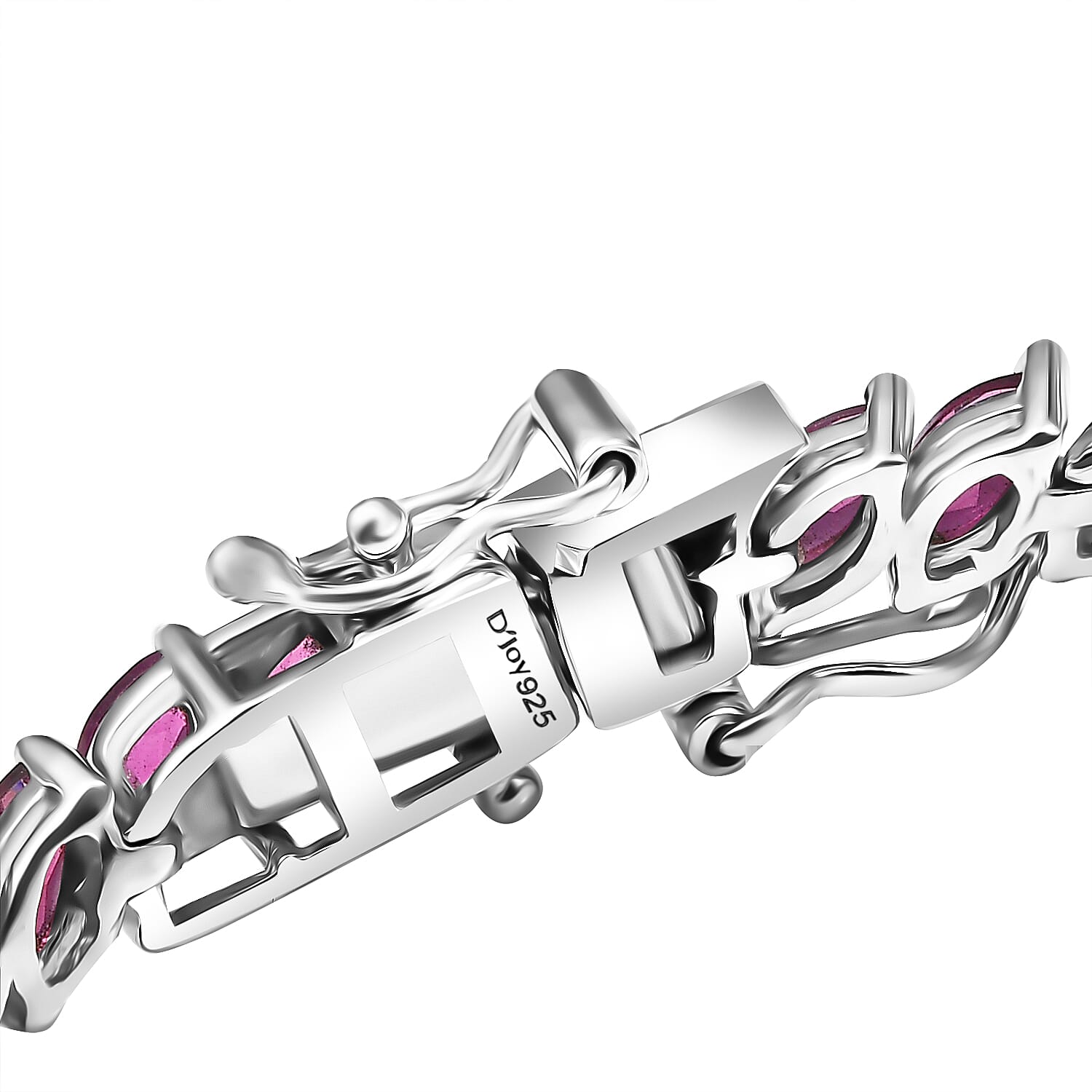 D'Joy Orissa Rhodolite Garnet 10.25 ctw Vine Bracelet in Rhodium Over Sterling Silver (7.25 In)