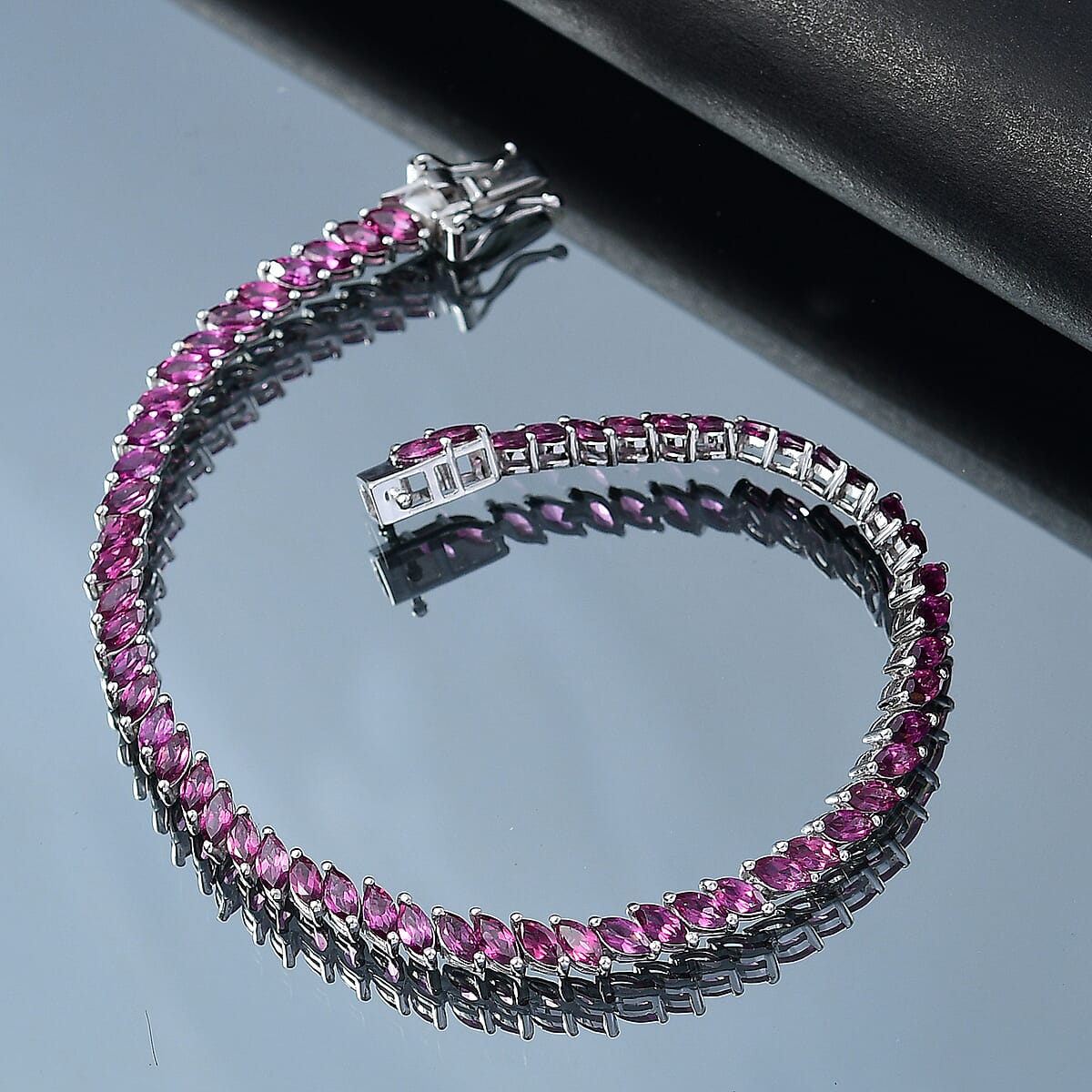 D'Joy Orissa Rhodolite Garnet 9.10 ctw Vine Bracelet in Rhodium Over Sterling Silver (6.50 In) image number 1