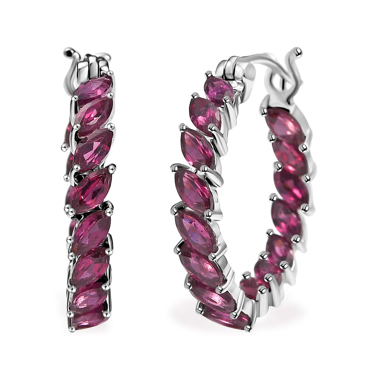 D'Joy Orissa Rhodolite Garnet 5.70 ctw Vines Earrings in Rhodium Over Sterling Silver image number 0