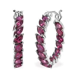D'Joy Orissa Rhodolite Garnet 5.70 ctw Vines Earrings in Rhodium Over Sterling Silver