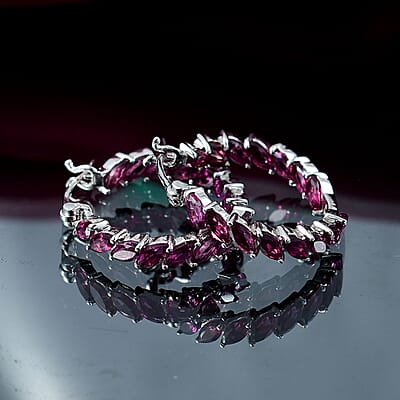 D'Joy Orissa Rhodolite Garnet 5.70 ctw Vines Earrings in Rhodium Over Sterling Silver