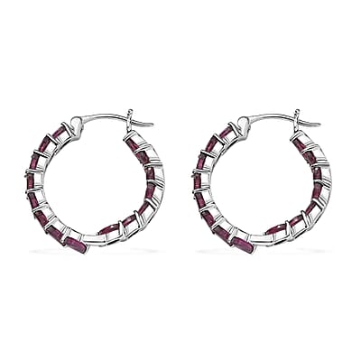 D'Joy Orissa Rhodolite Garnet 5.70 ctw Vines Earrings in Rhodium Over Sterling Silver