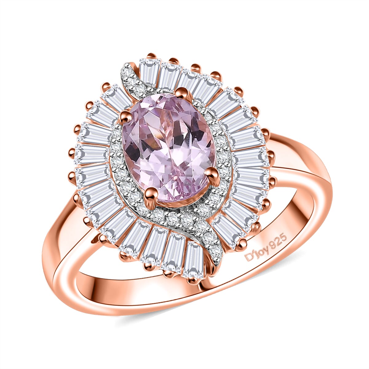 Premium Martha Rocha Kunzite, Moissanite Ring in 18K Vermeil RG Over Sterling Silver (Size 6.0) 2.50 ctw image number 0