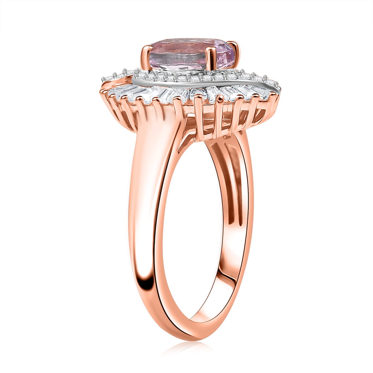 Premium Martha Rocha Kunzite, Moissanite Ring in 18K Vermeil RG Over Sterling Silver (Size 6.0) 2.50 ctw image number 3