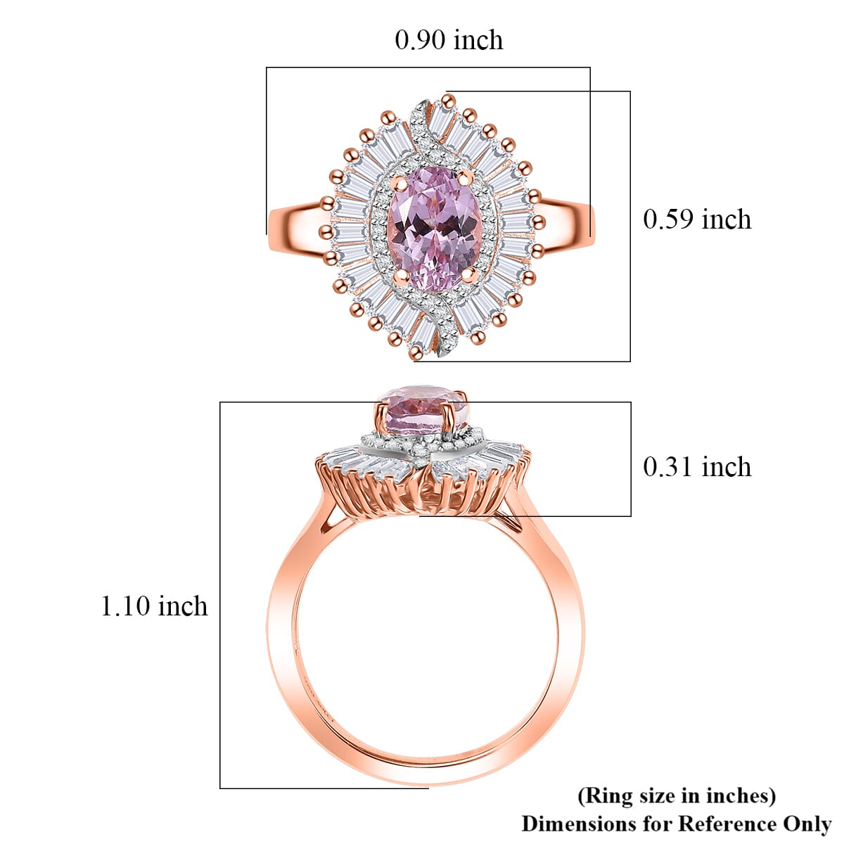 Premium Martha Rocha Kunzite, Moissanite Ring in 18K Vermeil RG Over Sterling Silver (Size 6.0) 2.50 ctw image number 5