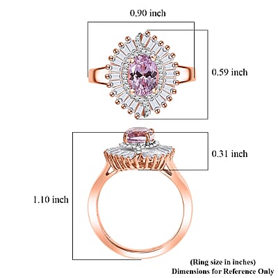 D'Joy Premium Martha Rocha Kunzite and Moissanite 2.50 ctw Dusk Embrace Ring in 18K Vermeil Rose Gold Over Sterling Silver (Size 6.0)