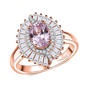 D'Joy Premium Martha Rocha Kunzite and Moissanite 2.50 ctw Dusk Embrace Ring in 18K Vermeil Rose Gold Over Sterling Silver (Size 7.0)