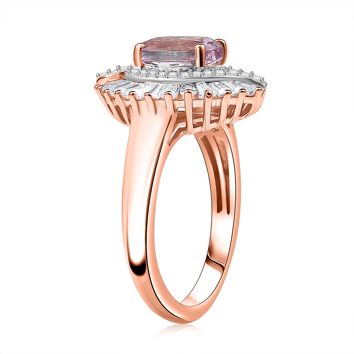 D'Joy Premium Martha Rocha Kunzite and Moissanite 2.50 ctw Dusk Embrace Ring in 18K Vermeil Rose Gold Over Sterling Silver (Size 7.0) image number 3
