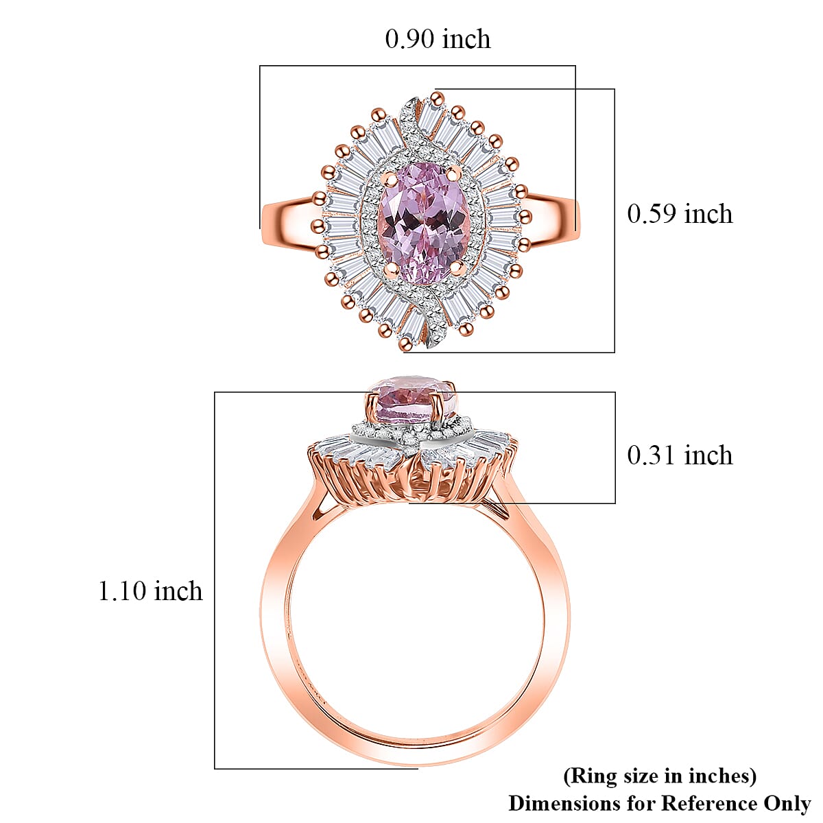 D'Joy Premium Martha Rocha Kunzite and Moissanite 2.50 ctw Dusk Embrace Ring in 18K Vermeil Rose Gold Over Sterling Silver (Size 7.0) image number 5